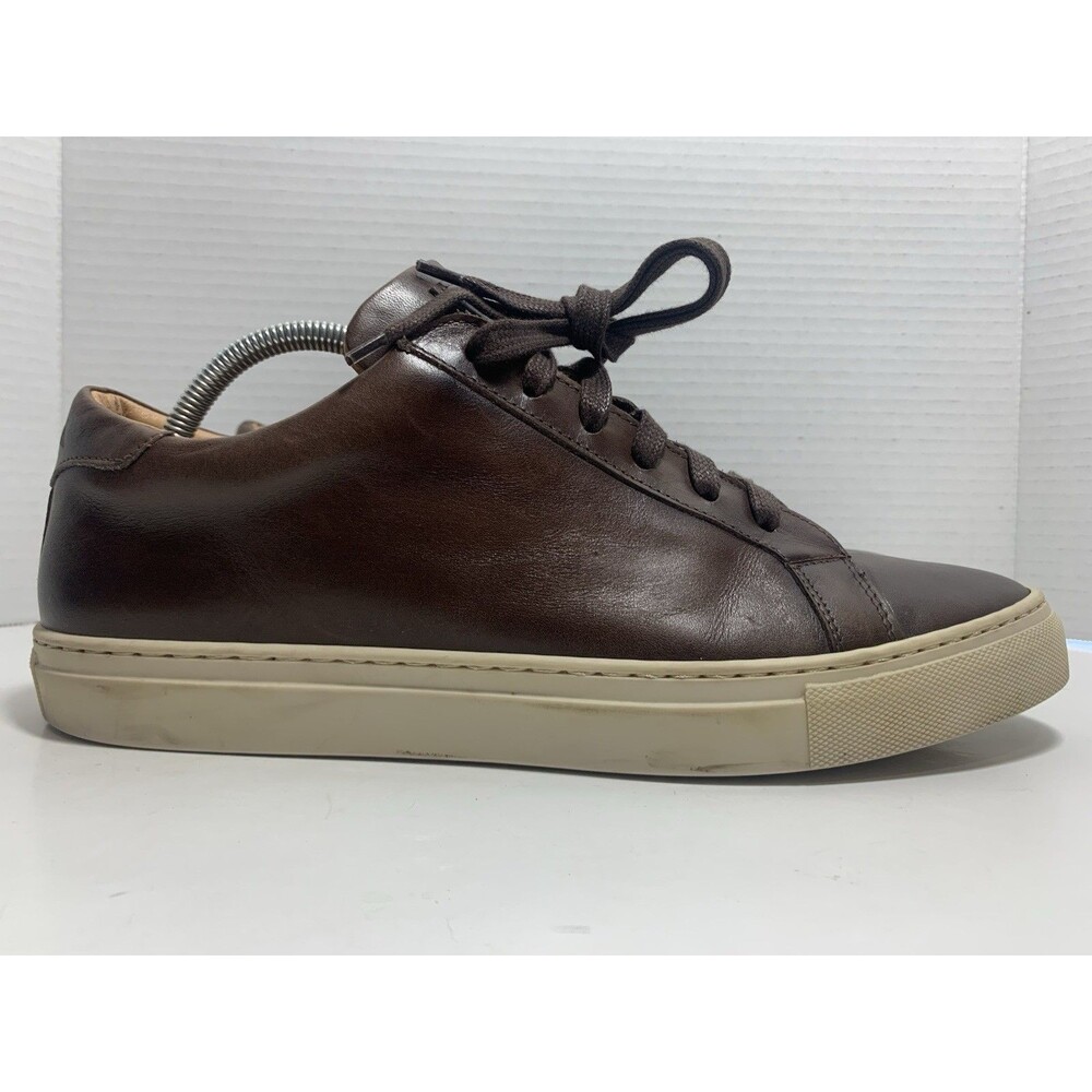 Untuckit Shoes Mens 11 Brown LEATHER Casual Lace Up Sneakers